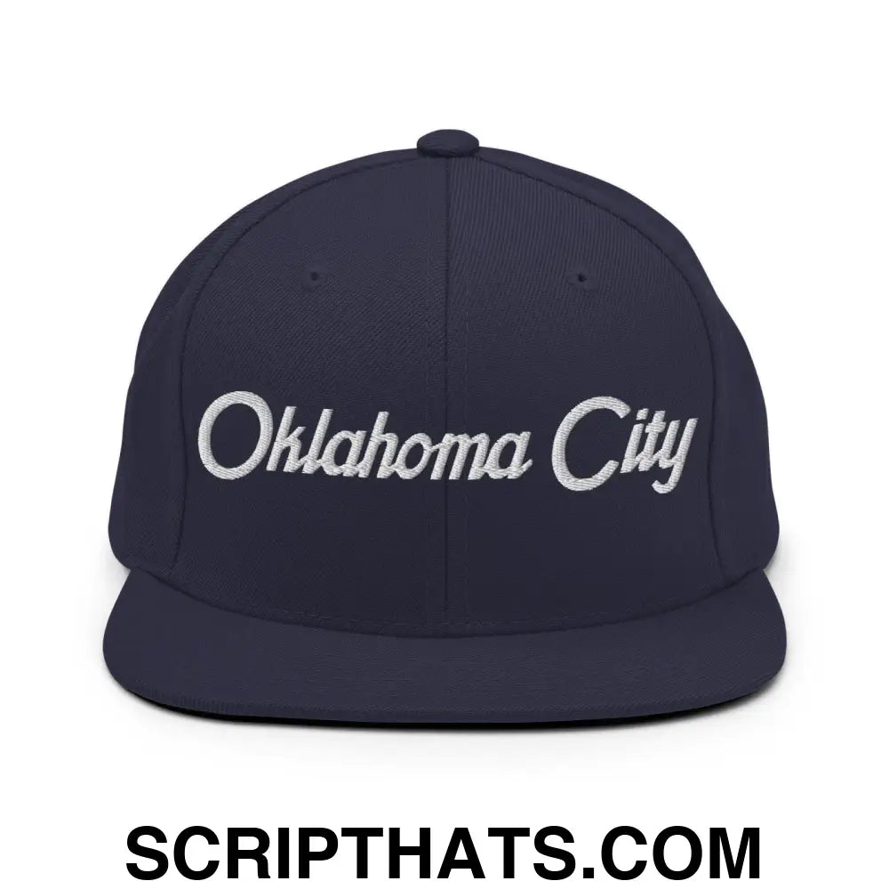 Oklahoma City Script Snapback Hat Navy