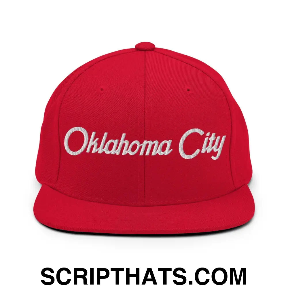 Oklahoma City Script Snapback Hat Red