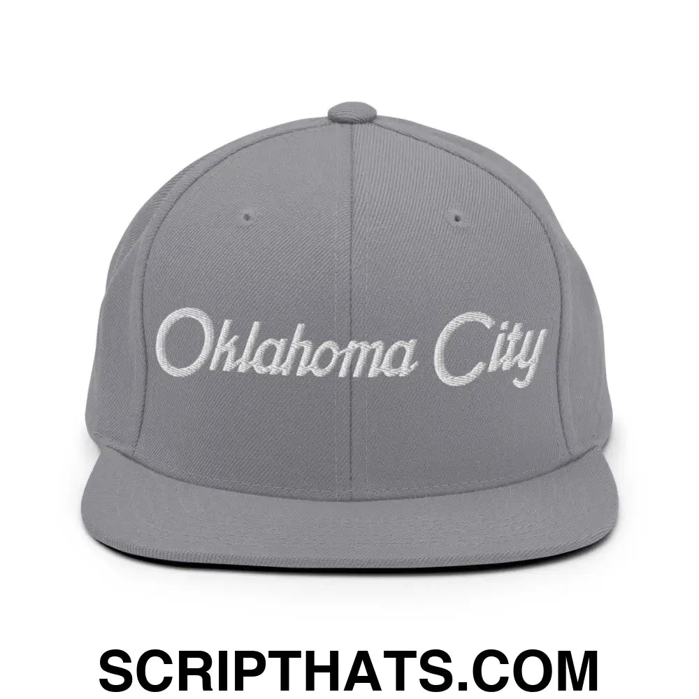 Oklahoma City Script Snapback Hat Silver