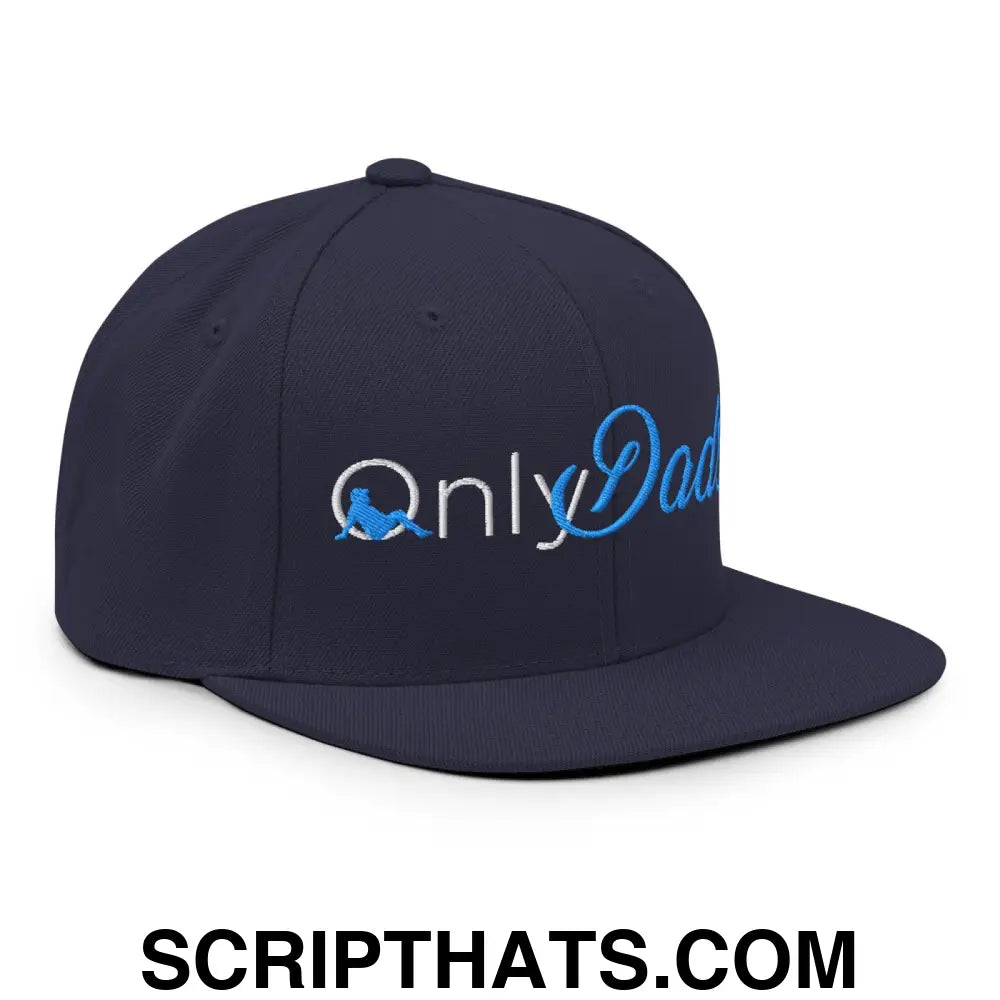 Only Dads Embroidered Flat Bill Brim Snapback Hat Navy