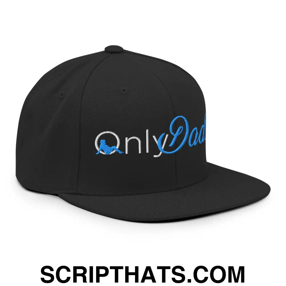 Only Dads Embroidered Flat Bill Brim Snapback Hat Black