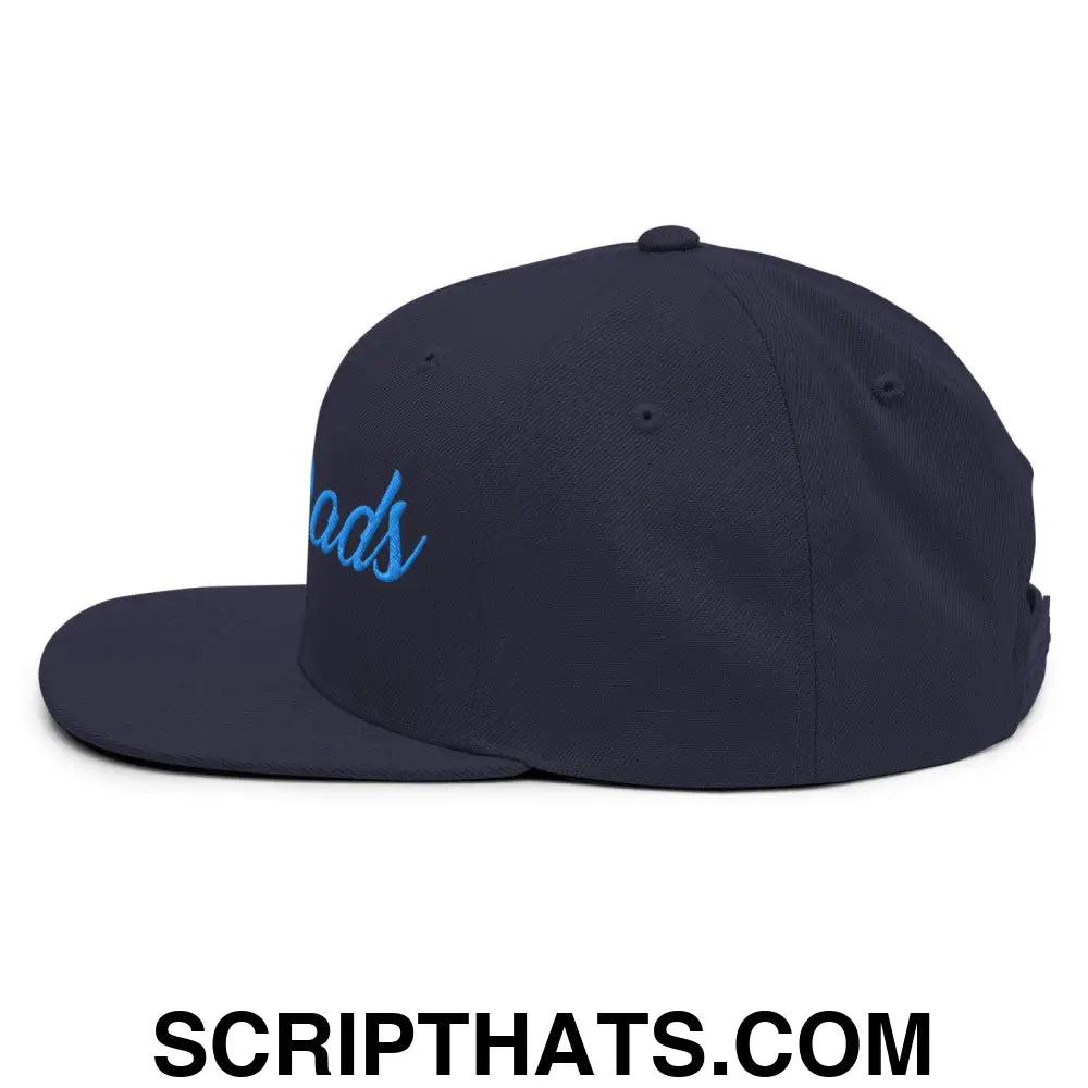 Only Dads Embroidered Flat Bill Brim Snapback Hat Navy