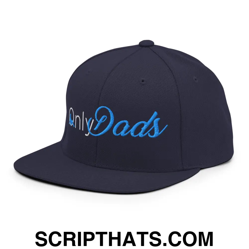 Only Dads Embroidered Flat Bill Brim Snapback Hat Navy