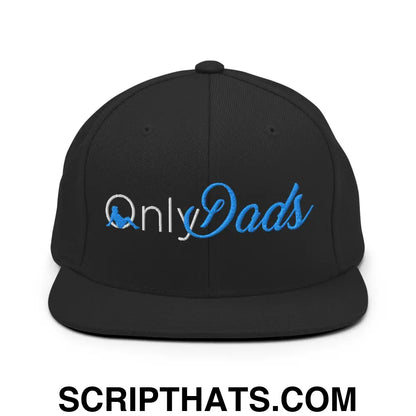 Only Dads Embroidered Flat Bill Brim Snapback Hat Black