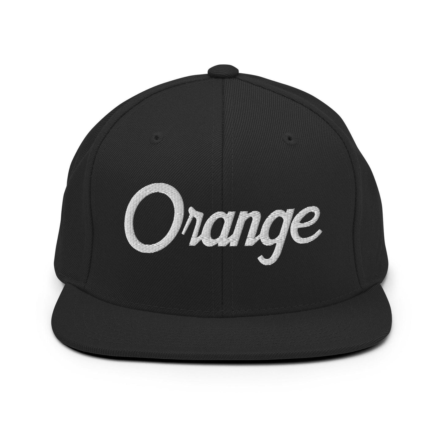 Orange Script Snapback Hat Black