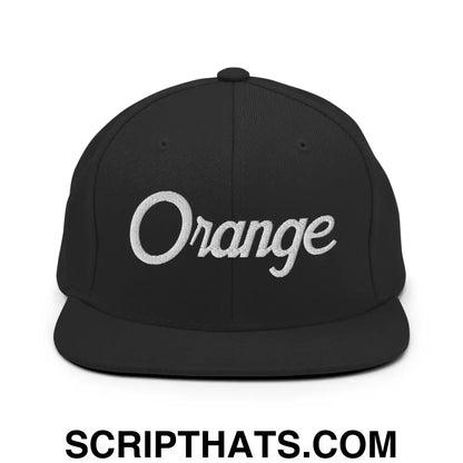 Orange Script Snapback Hat Black