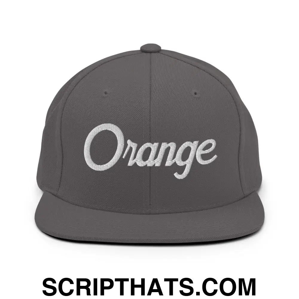 Orange Script Snapback Hat Dark Grey