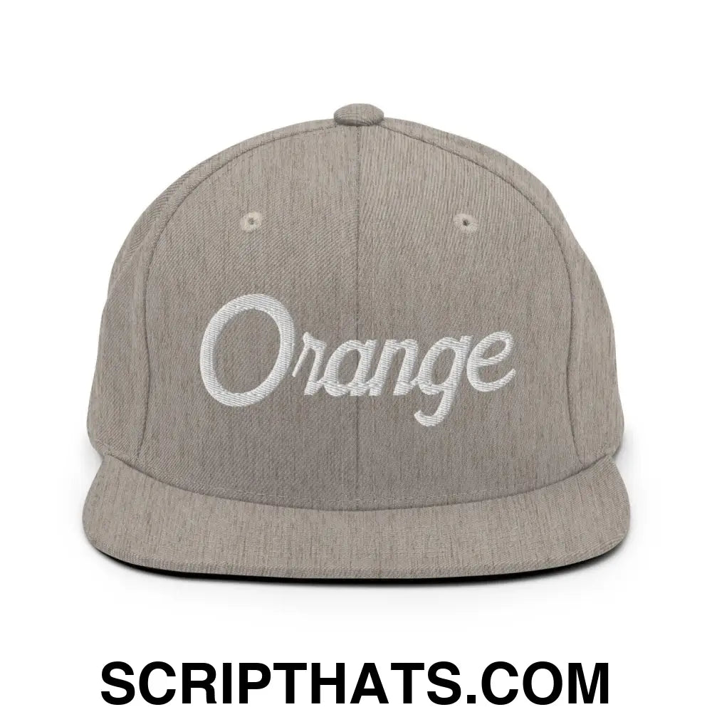 Orange Script Snapback Hat Heather Grey