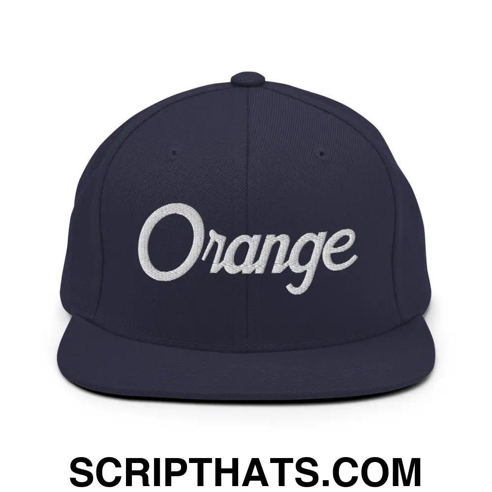 Orange Script Snapback Hat Navy