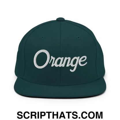 Orange Script Snapback Hat Spruce