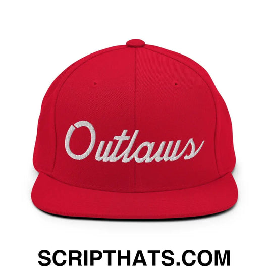 Outlaws School Mascot Script Snapback Hat Red