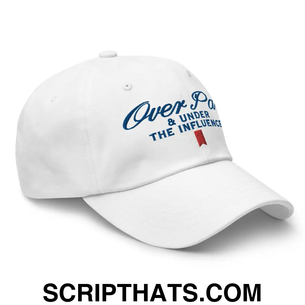 Over Par and Under the Influence Golf Dad Hat White