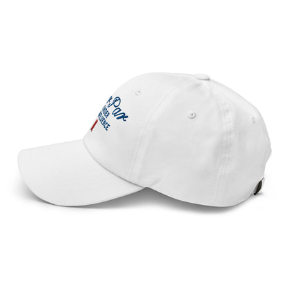 Over Par and Under the Influence Golf Dad Hat White