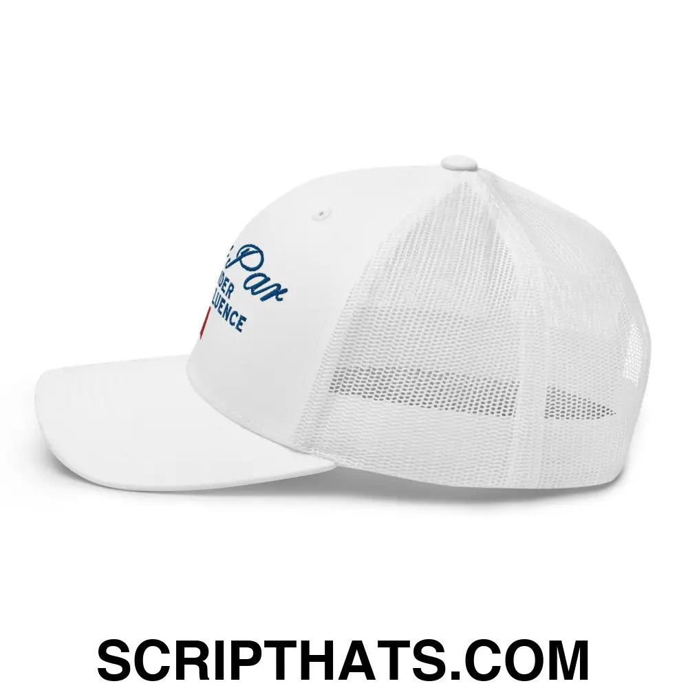 Over Par and Under the Influence Retro Trucker Hat White