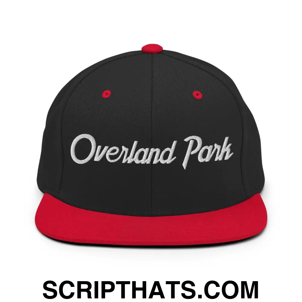 Overland Park Script Snapback Hat Black Red