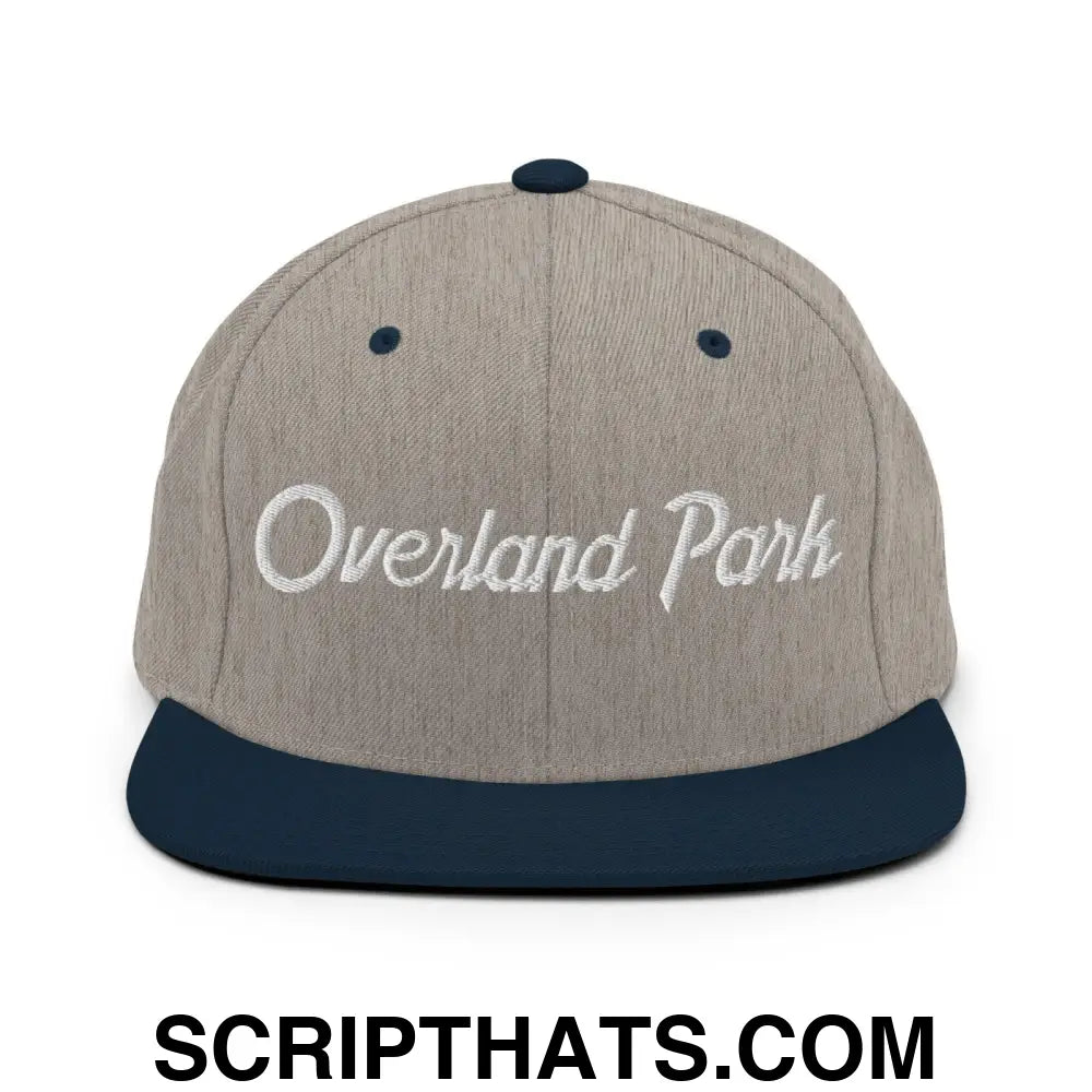 Overland Park Script Snapback Hat Heather Grey Navy