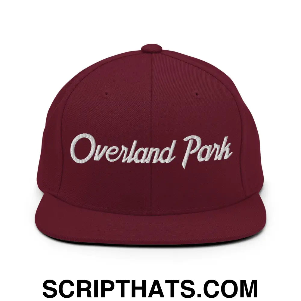 Overland Park Script Snapback Hat Maroon