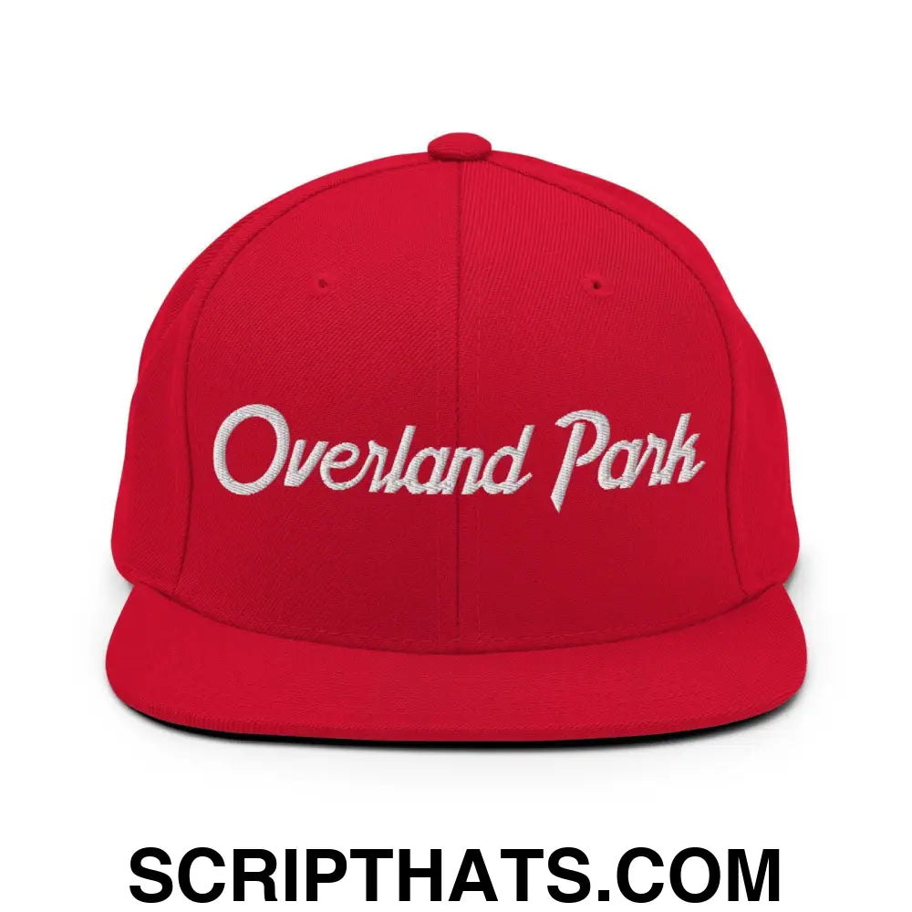 Overland Park Script Snapback Hat Red