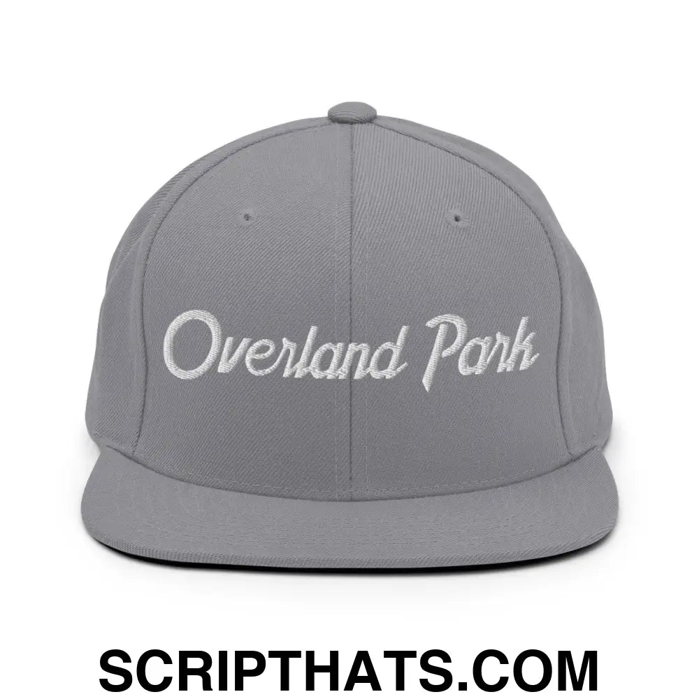 Overland Park Script Snapback Hat Silver