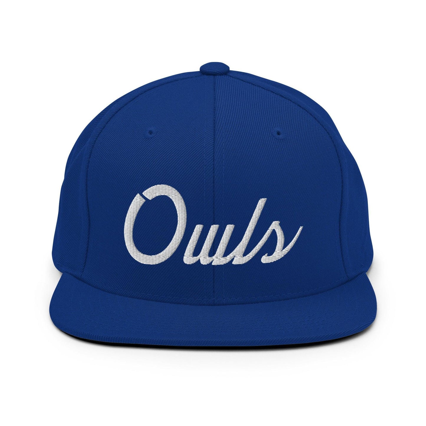 Owls School Mascot Script Snapback Hat Royal Blue