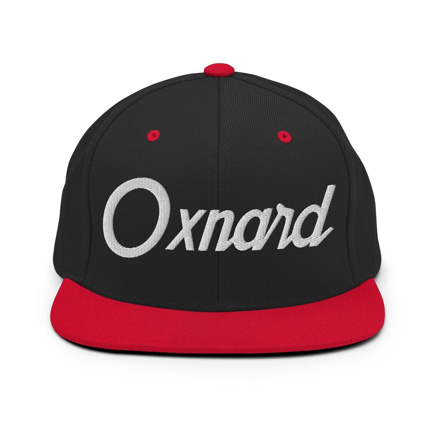 Oxnard Script Snapback Hat Black Red