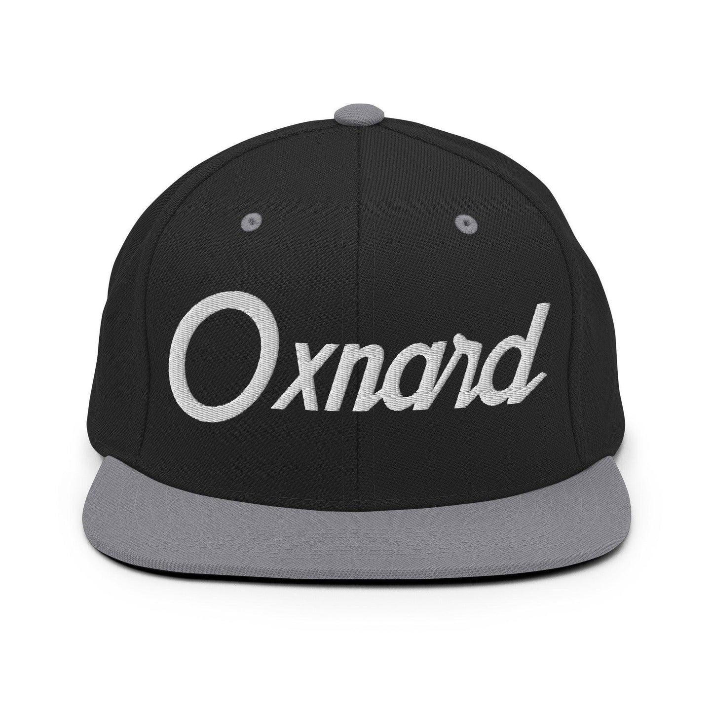 Oxnard Script Snapback Hat Black Silver