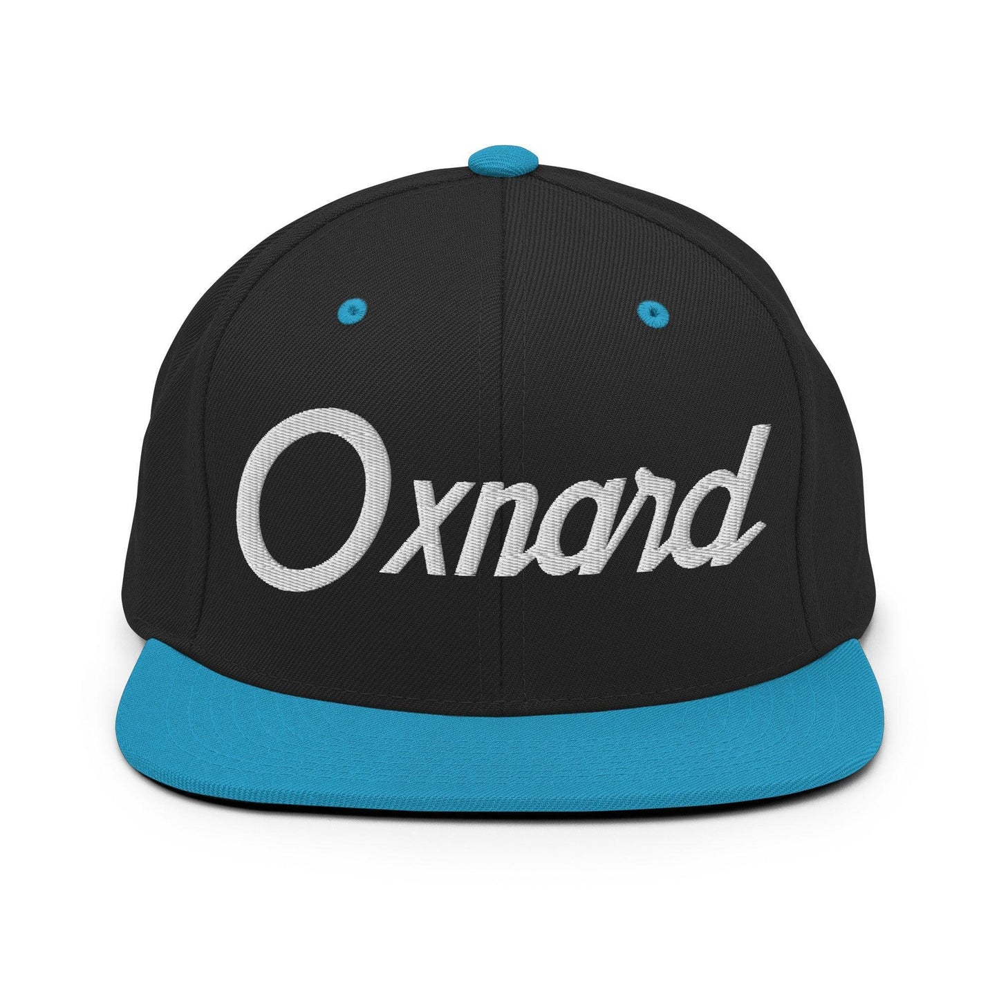 Oxnard Script Snapback Hat Black Teal