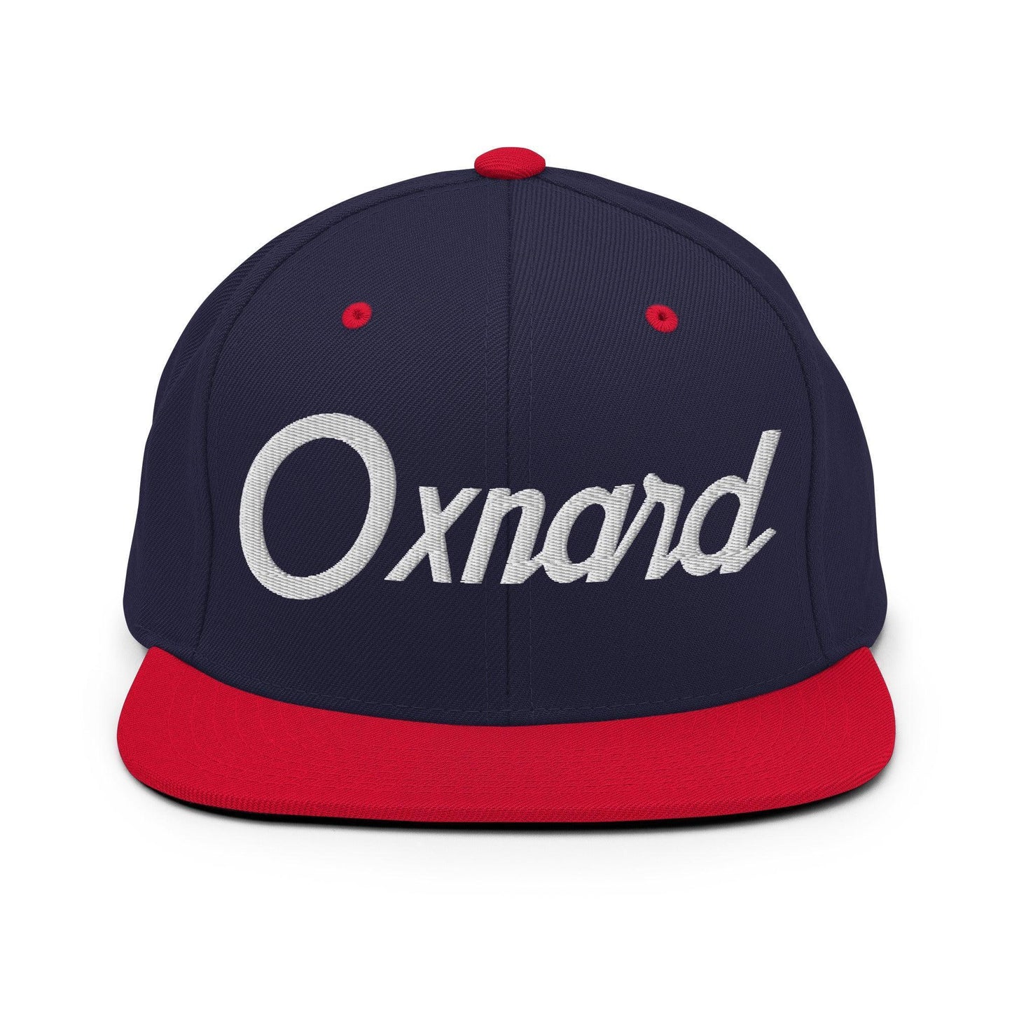 Oxnard Script Snapback Hat Navy Red