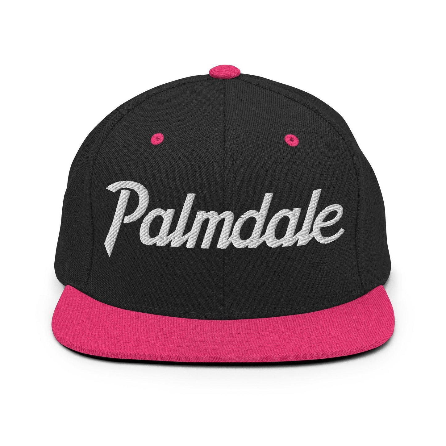 Palmdale Script Snapback Hat Black Neon Pink