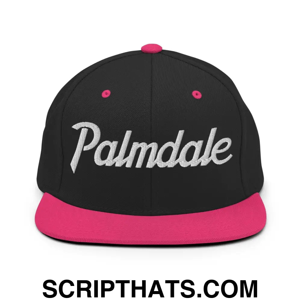 Palmdale Script Snapback Hat Black Neon Pink