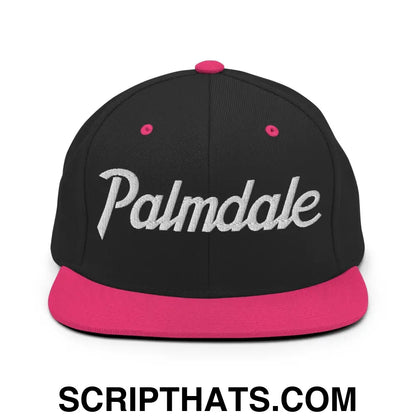 Palmdale Script Snapback Hat Black Neon Pink