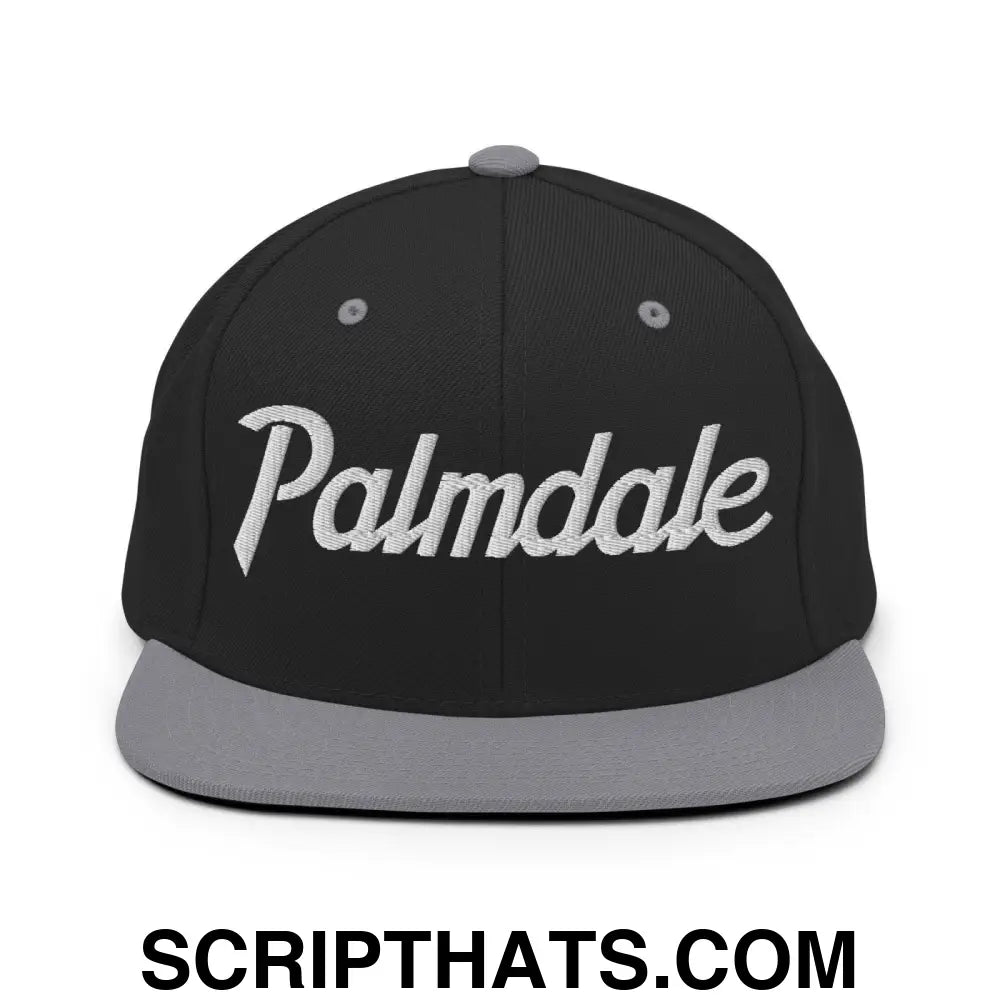 Palmdale Script Snapback Hat Black Silver