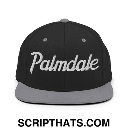 Palmdale Script Snapback Hat Black Silver