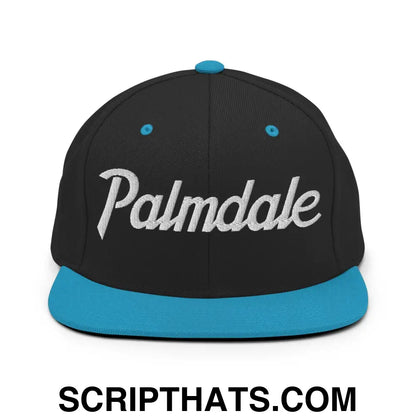 Palmdale Script Snapback Hat Black Teal