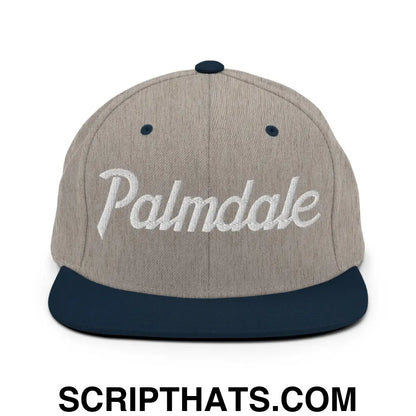 Palmdale Script Snapback Hat Heather Grey Navy