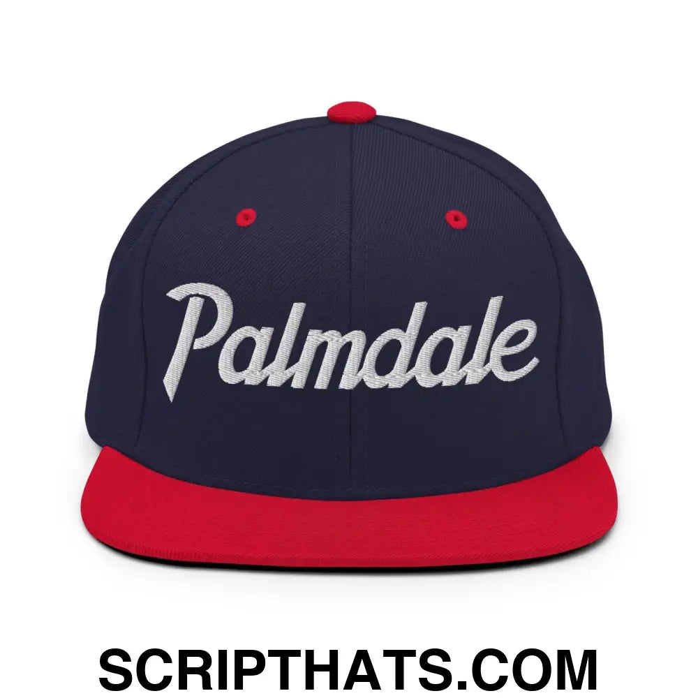 Palmdale Script Snapback Hat Navy Red