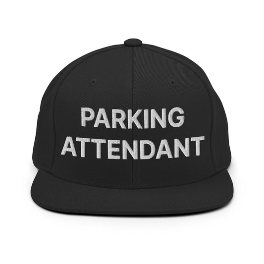 Parking Attendant Uniform Work Embroidered Flat Bill Brim Snapback Hat Black