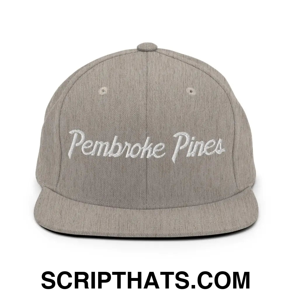 Pembroke Pines Script Snapback Hat Heather Grey