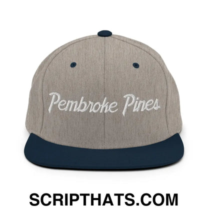 Pembroke Pines Script Snapback Hat Heather Grey Navy