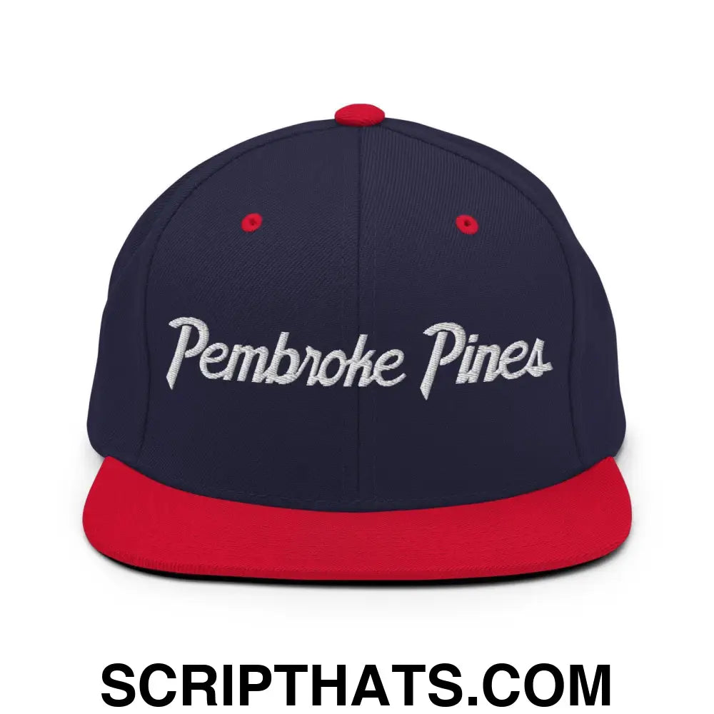 Pembroke Pines Script Snapback Hat Navy Red