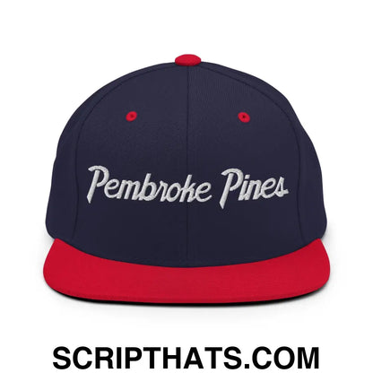 Pembroke Pines Script Snapback Hat Navy Red