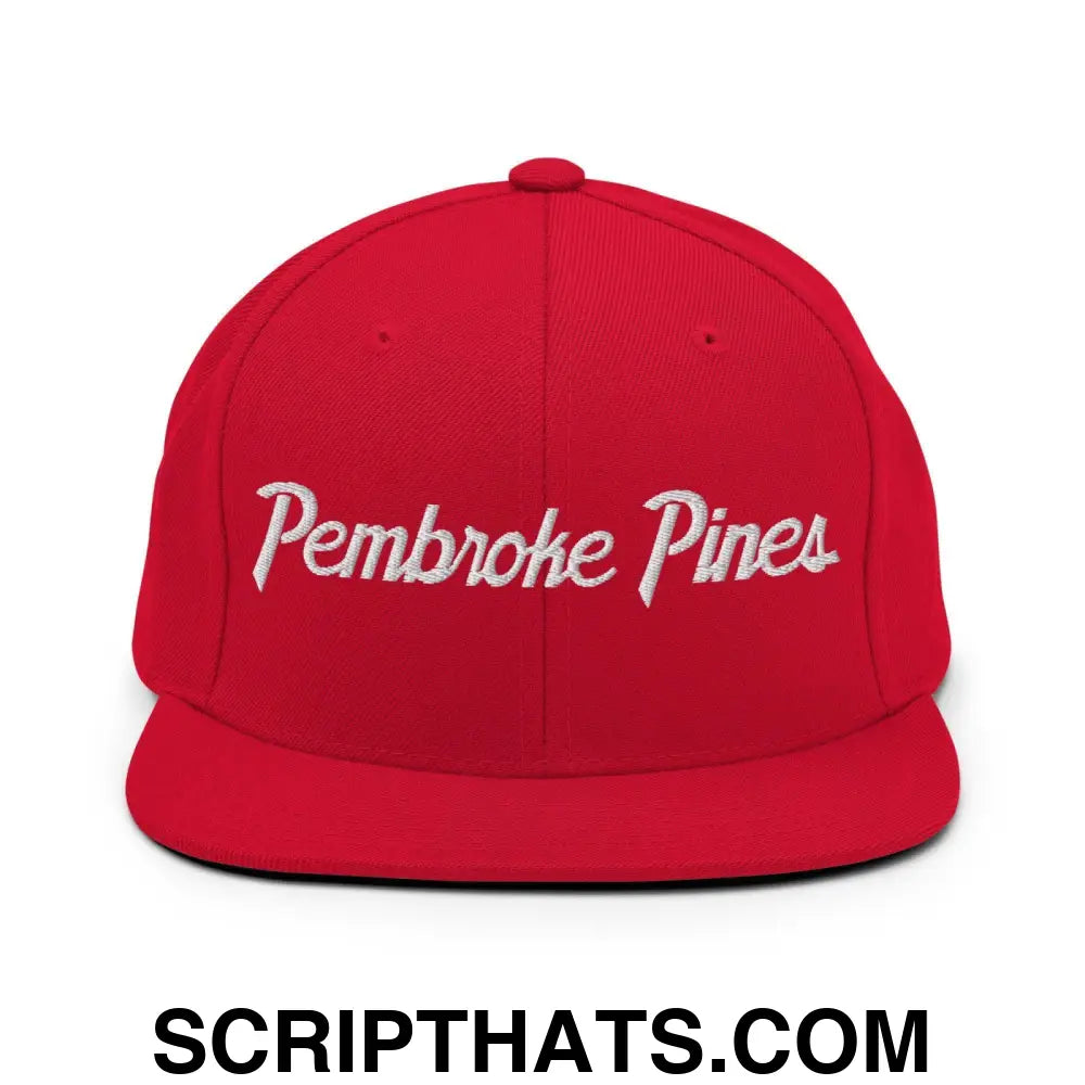 Pembroke Pines Script Snapback Hat Red