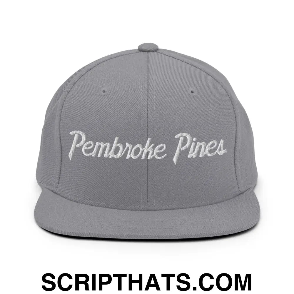 Pembroke Pines Script Snapback Hat Silver