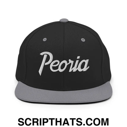 Peoria Script Snapback Hat Black Silver