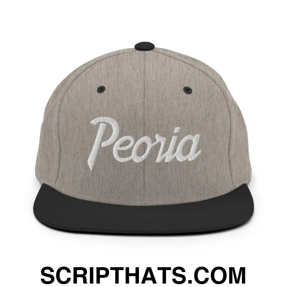 Peoria Script Snapback Hat Heather Black