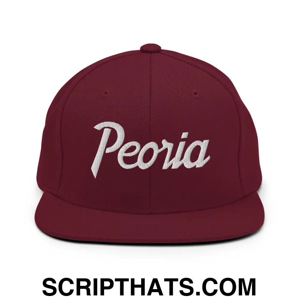 Peoria Script Snapback Hat Maroon