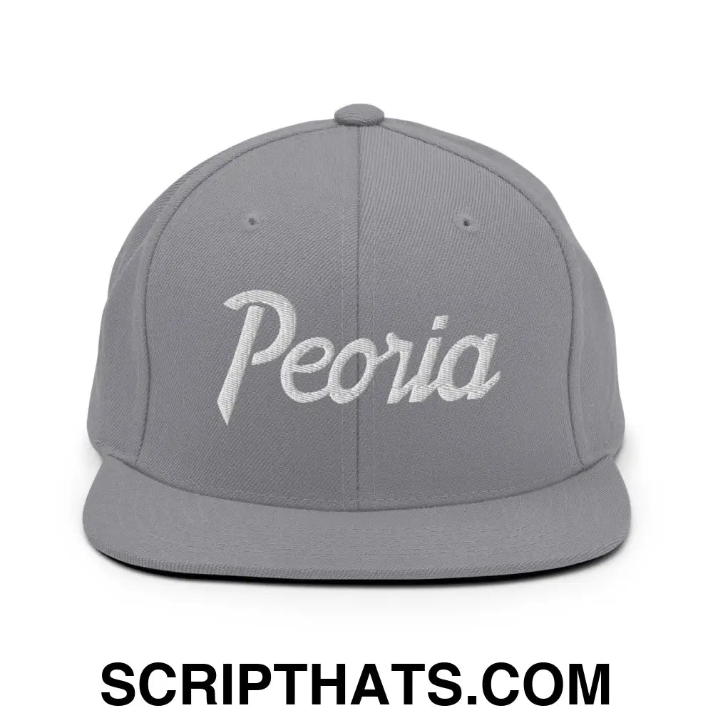 Peoria Script Snapback Hat Silver