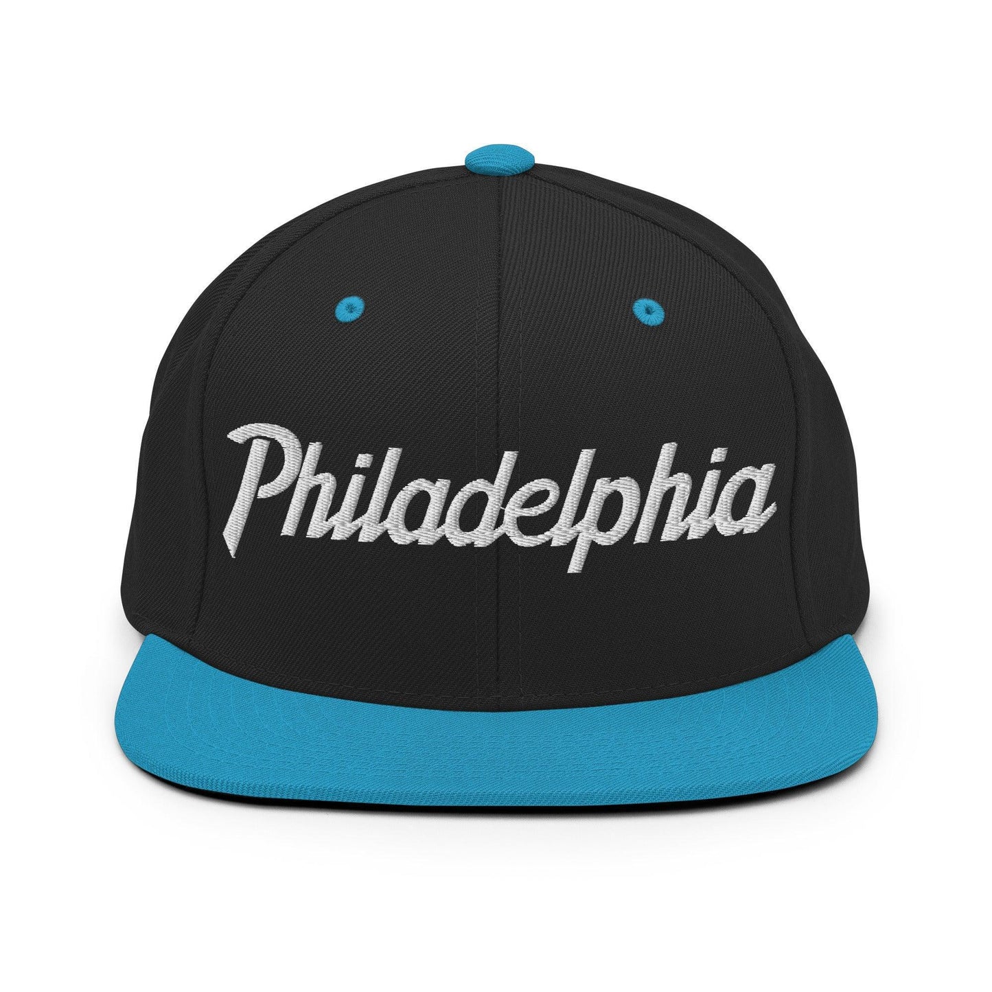 Philadelphia Script Snapback Hat Black Teal