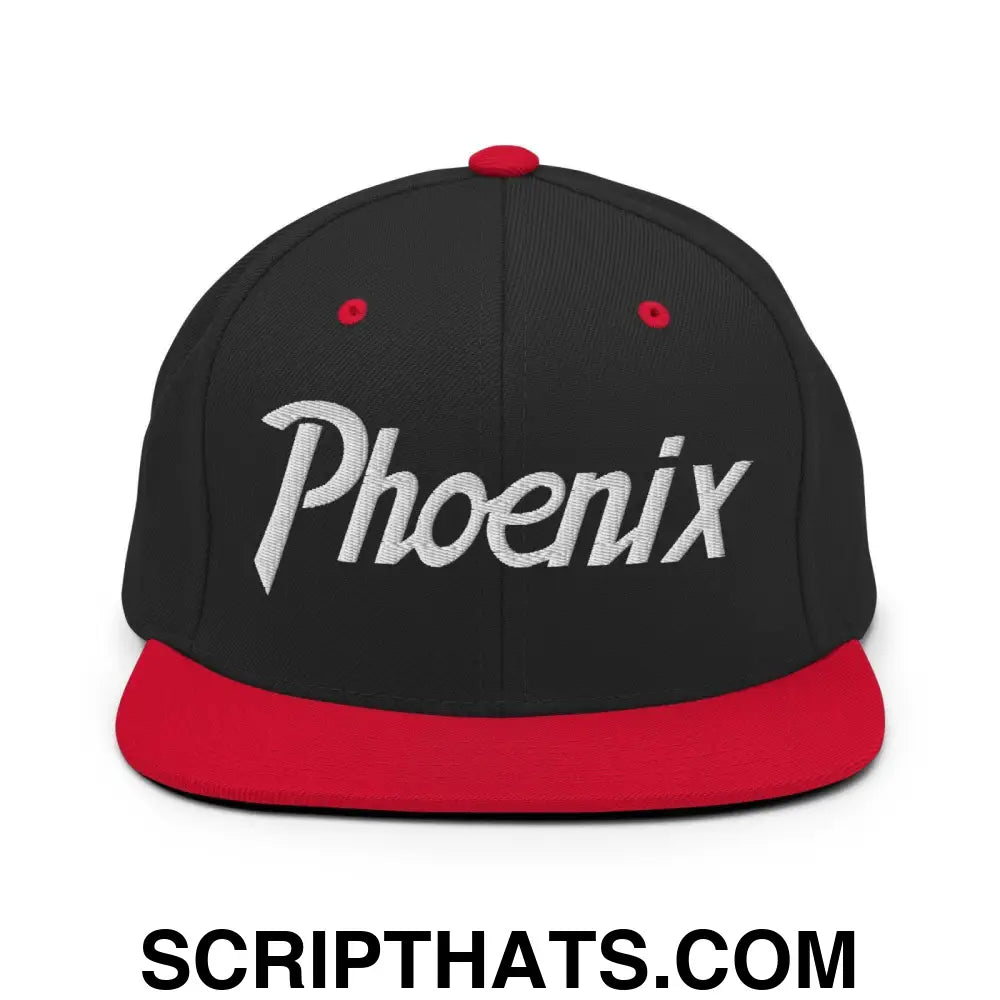 Phoenix Script Snapback Hat Black Red