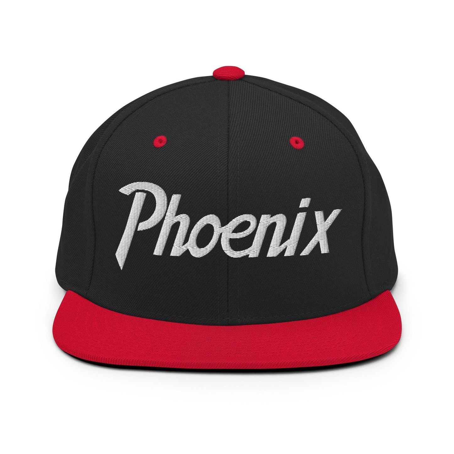 Phoenix Script Snapback Hat Black Red